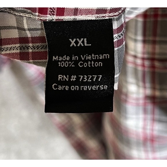 Apt 9 Short Sleeve Plaid Button Up Shirt Mens Size XXL Gray Red White Pockets - Picture 4 of 8